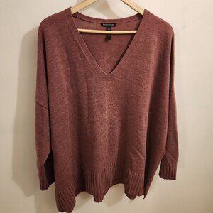 Eileen Fisher Missy Extra Fine Merino Wool Jersey V-Neck Sweater Size 2X Mauve